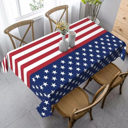 JBYJBX Rechteckige Tischdecke mit amerikanischer Flagge, Sterne, Streifen, für Esszimmer, Party, Innen- und Außenbereich, dekorative Tischdecke von JBYJBX