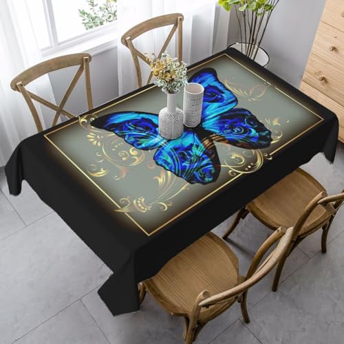 JBYJBX Rechteckige Tischdecke mit blauem Schmetterlings-Aufdruck, für Esszimmer, Party, Innen- und Außenbereich, dekorative Tischdecke JBYJBX Rechteckige Tischdecke mit blauem Schmetterlings-Aufdruck, für Esszimmer, Party, Innen- und Außenbereich, dekorative Tischdecke von JBYJBX
