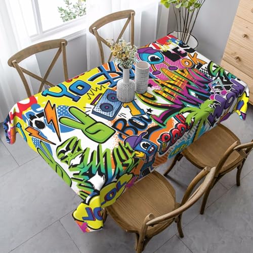 JBYJBX Rechteckige Tischdecke mit buntem Muster, für Esszimmer, Party, Innen- und Außenbereich, dekorative Tischdecke von JBYJBX