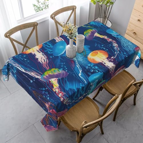 JBYJBX Rechteckige Tischdecke mit buntem Quallen-Druck, für Esszimmer, Party, Innen- und Außenbereich, dekorative Tischdecke JBYJBX Rechteckige Tischdecke mit buntem Quallen-Druck, für Esszimmer, Party, Innen- und Außenbereich, dekorative Tischdecke von JBYJBX