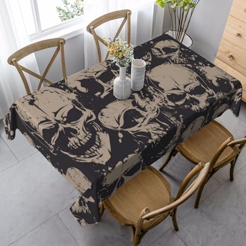JBYJBX Rechteckige Tischdecke mit coolem Totenkopf-Grafikdruck, für Esszimmer, Party, Innen- und Außenbereich, dekorative Tischdecke von JBYJBX