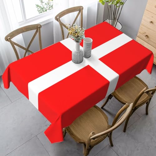 JBYJBX Rechteckige Tischdecke mit dänischem Flaggenaufdruck, für Esszimmer, Party, Innen- und Außenbereich, dekorative Tischdecke JBYJBX Rechteckige Tischdecke mit dänischem Flaggenaufdruck, für Esszimmer, Party, Innen- und Außenbereich, dekorative Tischdecke von JBYJBX