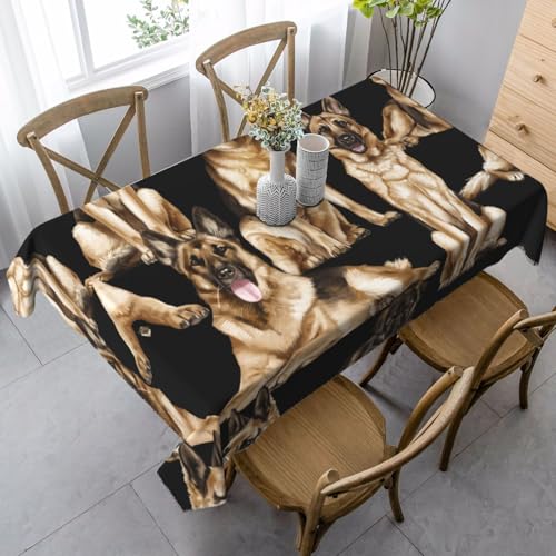 JBYJBX Rechteckige Tischdecke mit deutschem Schäferhund, für Esszimmer, Party, Innen- und Außenbereich, dekorative Tischdecke von JBYJBX