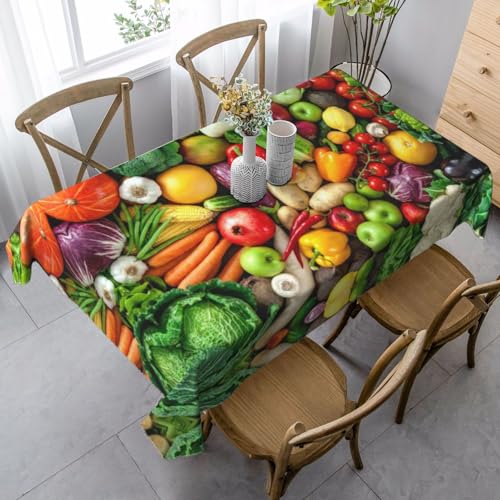 JBYJBX Rechteckige Tischdecke mit frischem Obst und Gemüse, für Esszimmer, Party, Innen- und Außenbereich, dekorative Tischdecke von JBYJBX