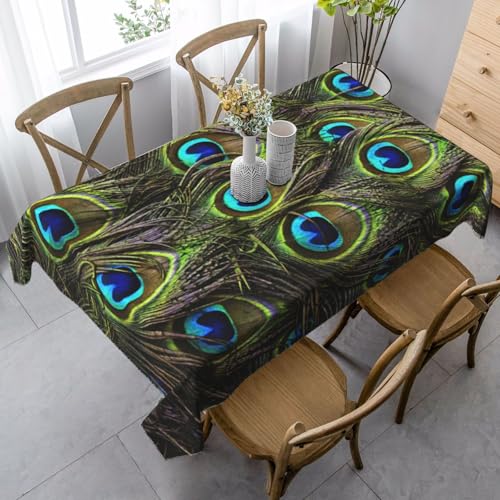 JBYJBX Rechteckige Tischdecke mit frischem Pfauen-Druck, für Esszimmer, Party, Innen- und Außenbereich, dekorative Tischdecke von JBYJBX