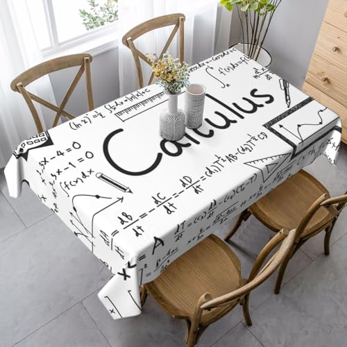 JBYJBX Rechteckige Tischdecke mit geometrischem Geek-Kalkulus-Druck, für Esszimmer, Party, Innen- und Außenbereich, dekorative Tischdecke von JBYJBX
