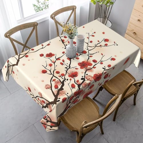 JBYJBX Rechteckige Tischdecke mit japanischem Frühlingsblumendruck, für Esszimmer, Party, Innen- und Außenbereich, dekorative Tischdecke von JBYJBX