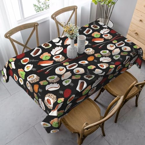 JBYJBX Rechteckige Tischdecke mit japanischem Sushi-Druck, für Esszimmer, Party, Innen- und Außenbereich, dekorative Tischdecke von JBYJBX