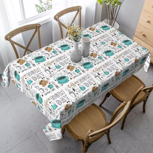 JBYJBX Rechteckige Tischdecke mit köstlichem Kaffee-Druck, für Esszimmer, Party, Innen- und Außenbereich, dekorative Tischdecke von JBYJBX