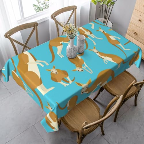 JBYJBX Rechteckige Tischdecke mit lustigem Cartoon-Känguru-Zoo-Druck, für Esszimmer, Party, Innen- und Außenbereich, dekorative Tischdecke von JBYJBX