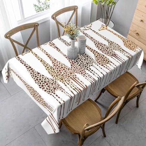 JBYJBX Rechteckige Tischdecke mit niedlichem Cartoon-Giraffen-Druck, für Esszimmer, Party, Innen- und Außenbereich, dekorative Tischdecke von JBYJBX