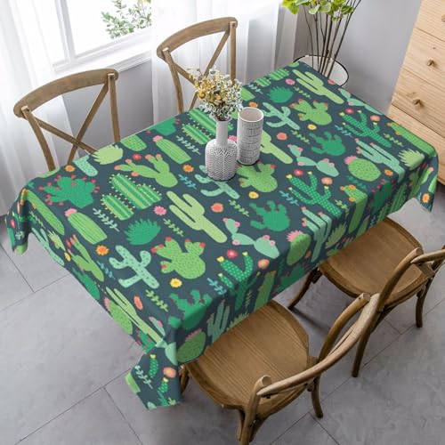 JBYJBX Rechteckige Tischdecke mit niedlichem Kaktus, nahtloser Illustrationsdruck, für Esszimmer, Party, Innen- und Außenbereich, dekorative Tischdecke von JBYJBX