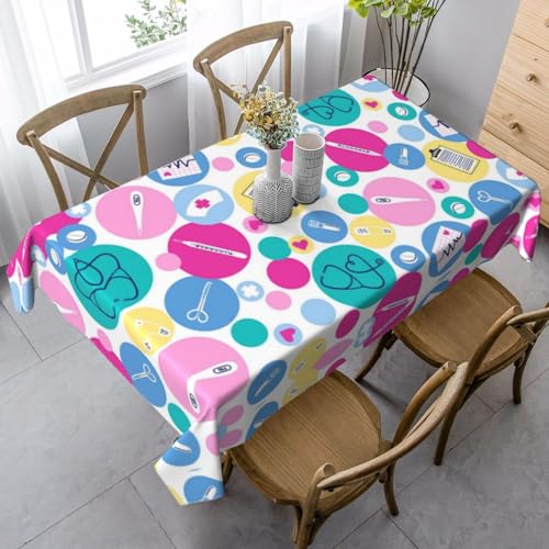 JBYJBX Rechteckige Tischdecke mit niedlichem Krankenschwesteraufdruck, für Esszimmer, Party, Innen- und Außenbereich, dekorative Tischdecke von JBYJBX