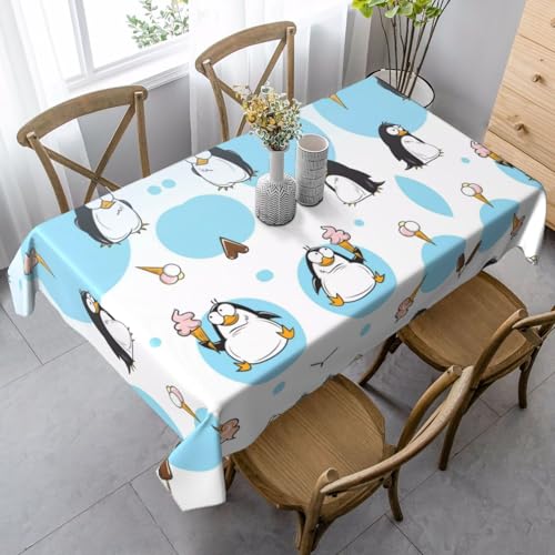 JBYJBX Rechteckige Tischdecke mit niedlichem Pinguin-Druck, für Esszimmer, Party, Innen- und Außenbereich, dekorative Tischdecke von JBYJBX