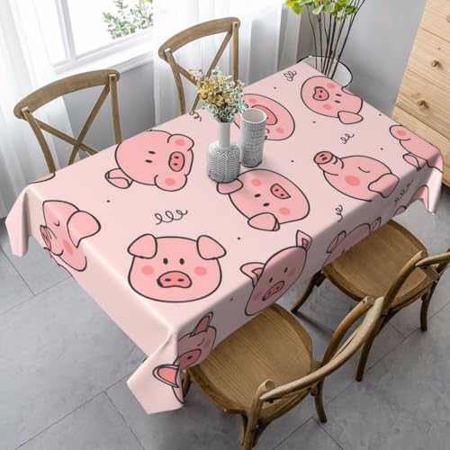 JBYJBX Rechteckige Tischdecke mit niedlichem Schweine-Druck, für Esszimmer, Party, Innen- und Außenbereich, dekorative Tischdecke von JBYJBX