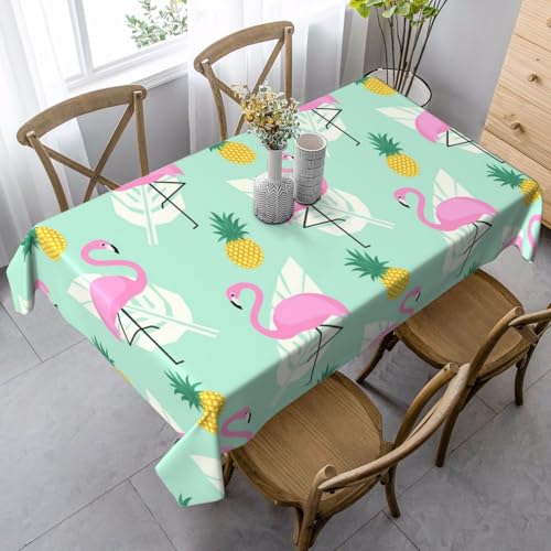 JBYJBX Rechteckige Tischdecke mit rotem Flamingo-Ananas-Druck, für Esszimmer, Party, Innen- und Außenbereich, dekorative Tischdecke von JBYJBX