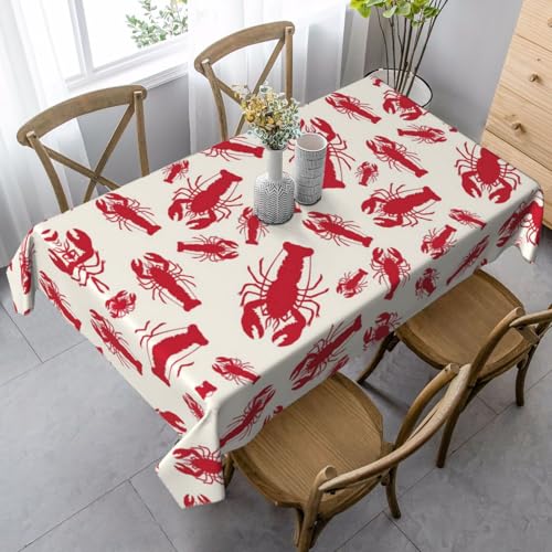 JBYJBX Rechteckige Tischdecke mit rotem Hummer-Druck, für Esszimmer, Party, Innen- und Außenbereich, dekorative Tischdecke JBYJBX Rechteckige Tischdecke mit rotem Hummer-Druck, für Esszimmer, Party, Innen- und Außenbereich, dekorative Tischdecke von JBYJBX