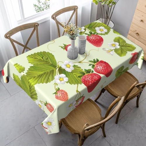 JBYJBX Rechteckige Tischdecke mit schönem Erdbeerdruck, für Esszimmer, Party, Innen- und Außenbereich, dekorative Tischdecke von JBYJBX