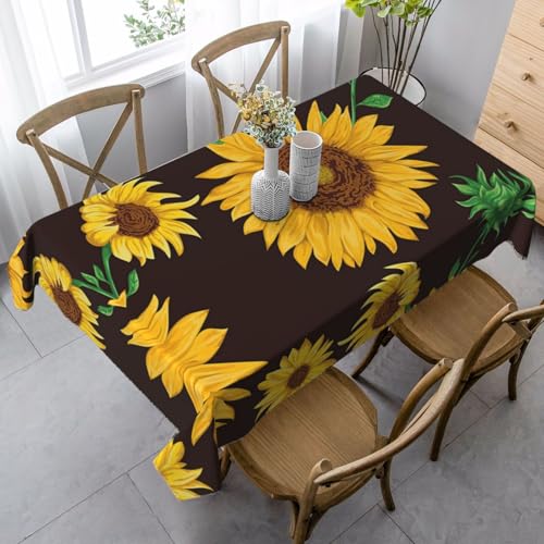 JBYJBX Rechteckige Tischdecke mit schönem Sonnenblumen-Druck, für Esszimmer, Party, Innen- und Außenbereich, dekorative Tischdecke von JBYJBX