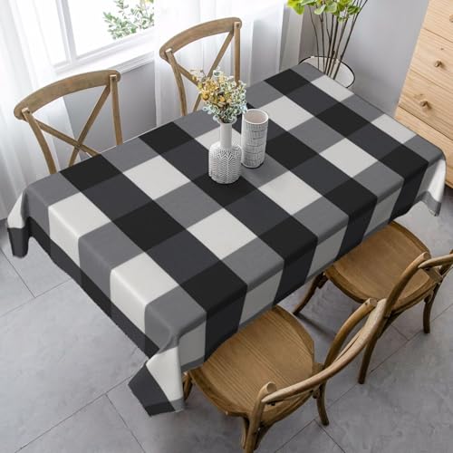 JBYJBX Rechteckige Tischdecke mit schwarz-weißem Karomuster, für Esszimmer, Party, Innen- und Außenbereich, dekorative Tischdecke von JBYJBX