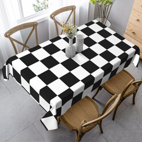 JBYJBX Rechteckige Tischdecke mit schwarz-weißem Karomuster, für Esszimmer, Party, Innen- und Außenbereich, dekorative Tischdecke JBYJBX Rechteckige Tischdecke mit schwarz-weißem Karomuster, für Esszimmer, Party, Innen- und Außenbereich, dekorative Tischdecke von JBYJBX