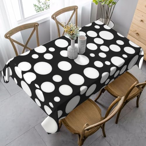 JBYJBX Rechteckige Tischdecke mit schwarz-weißem Punktemuster, für Esszimmer, Party, Innen- und Außenbereich, dekorative Tischdecke von JBYJBX