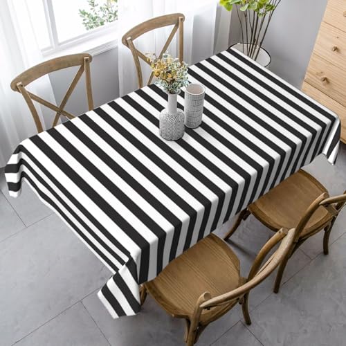 JBYJBX Rechteckige Tischdecke mit schwarz-weißem Streifendruck, für Esszimmer, Party, Innen- und Außenbereich, dekorative Tischdecke von JBYJBX