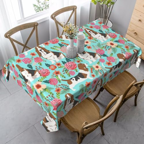 JBYJBX Rechteckige Tischdecke mit süßem Basset-Hound-Motiv, für Esszimmer, Party, Innen- und Außenbereich, dekorative Tischdecke JBYJBX Rechteckige Tischdecke mit süßem Basset-Hound-Motiv, für Esszimmer, Party, Innen- und Außenbereich, dekorative Tischdecke von JBYJBX