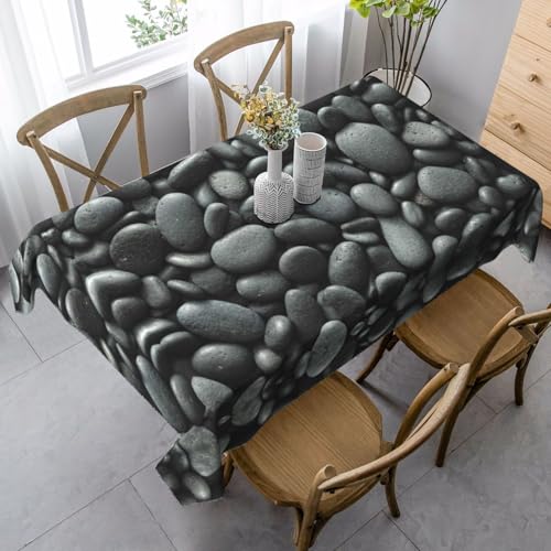 JBYJBX Rechteckige Tischdecke mit vielen schwarzen Kieselsteinen, für Esszimmer, Party, Innen- und Außenbereich, dekorative Tischdecke JBYJBX Rechteckige Tischdecke mit vielen schwarzen Kieselsteinen, für Esszimmer, Party, Innen- und Außenbereich, dekorative Tischdecke von JBYJBX