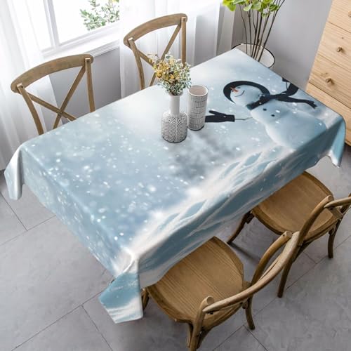 JBYJBX Rechteckige Tischdecke mit weihnachtlichem Schneemann-Druck, für Esszimmer, Party, Innen- und Außenbereich, dekorative Tischdecke von JBYJBX