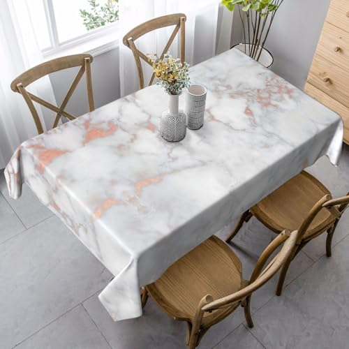 JBYJBX Rechteckige Tischdecke mit weißem Marmor, Rotgold, für Esszimmer, Party, Innen- und Außenbereich, dekorative Tischdecke JBYJBX Rechteckige Tischdecke mit weißem Marmor, Rotgold, für Esszimmer, Party, Innen- und Außenbereich, dekorative Tischdecke von JBYJBX
