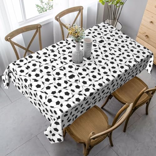 JBYJBX Schwarze und weiße Tischdecke mit Fußball-Muster, rechteckig, für Esszimmer, Party, Innen- und Außenbereich, dekorative Tischdecke von JBYJBX