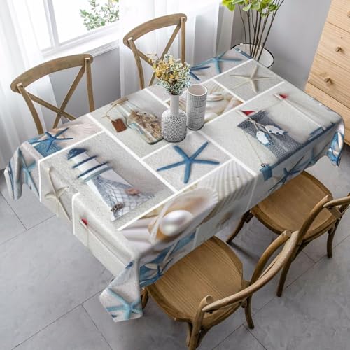 JBYJBX Tischdecke, Motiv: Flasche, Muschel, Seestern, Leuchtturm, bedruckt, rechteckig, für Esszimmer, Party, Innen- und Außenbereich, dekorative Tischdecke JBYJBX Tischdecke, Motiv: Flasche, Muschel, Seestern, Leuchtturm, bedruckt, rechteckig, für Esszimmer, Party, Innen- und Außenbereich, dekorative Tischdecke von JBYJBX