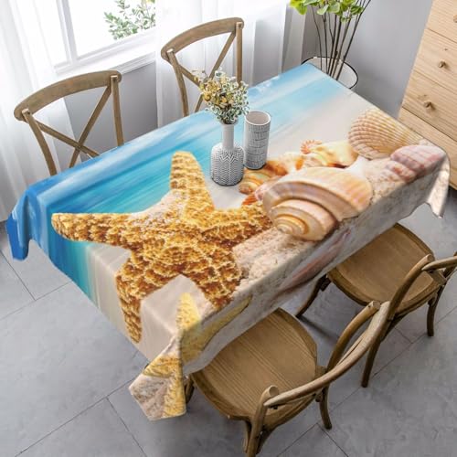 JBYJBX Tischdecke, Motiv: Seestern, Muschel, Ozean, Strand, rechteckig, für Esszimmer, Party, Innen- und Außenbereich, dekorative Tischdecke JBYJBX Tischdecke, Motiv: Seestern, Muschel, Ozean, Strand, rechteckig, für Esszimmer, Party, Innen- und Außenbereich, dekorative Tischdecke von JBYJBX