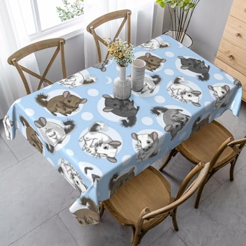 JBYJBX Tischdecke, rechteckig, Motiv: Chinchillas und Mond, für Esszimmer, Party, Innen- und Außenbereich, dekorative Tischdecke von JBYJBX