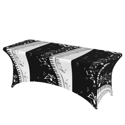 JBYJBX Tischdecke mit Klaviertasten mit Musiknoten-Druck, für den Außenbereich, groß, rechteckig, oval, einfache Installation von JBYJBX