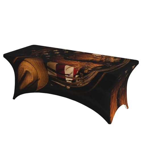 JBYJBX Tischdecke mit amerikanischer Flagge und Cowboystiefeln, für den Außenbereich, groß, rechteckig, oval, einfache Installation JBYJBX Tischdecke mit amerikanischer Flagge und Cowboystiefeln, für den Außenbereich, groß, rechteckig, oval, einfache Installation von JBYJBX