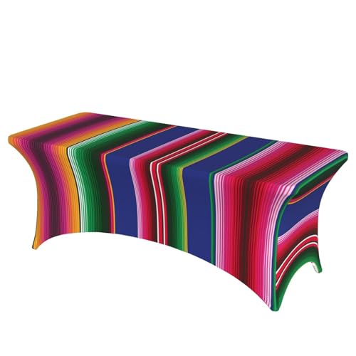 JBYJBX Tischdecke mit buntem mexikanischem Streifendruck, für den Außenbereich, groß, rechteckig, oval, einfache Installation von JBYJBX