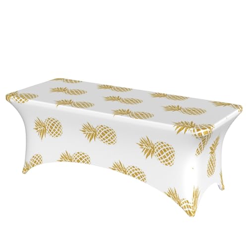 JBYJBX Tischdecke mit goldenem Ananas-Hintergrund, für den Außenbereich, groß, rechteckig, oval, einfache Installation JBYJBX Tischdecke mit goldenem Ananas-Hintergrund, für den Außenbereich, groß, rechteckig, oval, einfache Installation von JBYJBX
