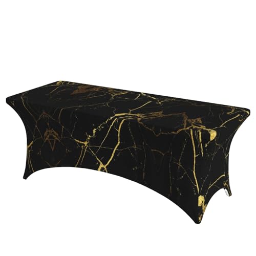JBYJBX Tischdecke mit schwarzem und goldenem Hintergrund, für den Außenbereich, groß, rechteckig, oval, einfache Installation JBYJBX Tischdecke mit schwarzem und goldenem Hintergrund, für den Außenbereich, groß, rechteckig, oval, einfache Installation von JBYJBX