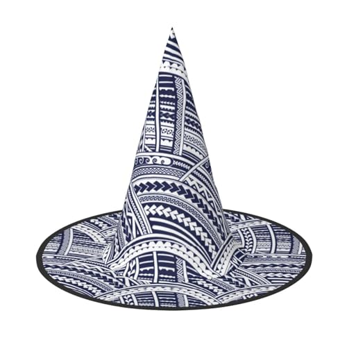 Jbyjbx Blauer polynesischer Maori-Stammesmuster-Druck, Karneval, Halloween, Hexenhut, Motto-Partys, Hut, Cosplay, Maskerade, Urlaubsdekoration Jbyjbx Blauer polynesischer Maori-Stammesmuster-Druck, Karneval, Halloween, Hexenhut, Motto-Partys, Hut, Cosplay, Maskerade, Urlaubsdekoration von JBYJBX