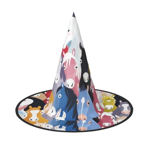 Jbyjbx Bunte Cartoon-Pferdedruck, Karneval, Halloween, Hexenhut, Motto-Partys, Hut, Cosplay, Maskerade, Urlaubsdekoration Jbyjbx Bunte Cartoon-Pferdedruck, Karneval, Halloween, Hexenhut, Motto-Partys, Hut, Cosplay, Maskerade, Urlaubsdekoration von JBYJBX