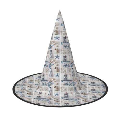 Jbyjbx Flasche, Muschel, Seestern, Leuchtturm, Druck, Karneval, Halloween, Hexenhut, Motto-Partys, Hut, Cosplay, Maskerade, Urlaubsdekoration Jbyjbx Flasche, Muschel, Seestern, Leuchtturm, Druck, Karneval, Halloween, Hexenhut, Motto-Partys, Hut, Cosplay, Maskerade, Urlaubsdekoration von JBYJBX