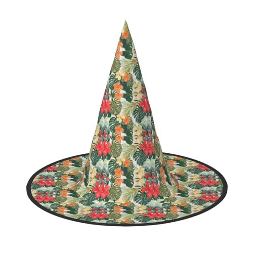 Jbyjbx Vegetation Blätter mit Hibiskus Blumen Druck Karneval Halloween Hexenhut Motto-Partys Hut Cosplay Maskerade Urlaub Dekor Jbyjbx Vegetation Blätter mit Hibiskus Blumen Druck Karneval Halloween Hexenhut Motto-Partys Hut Cosplay Maskerade Urlaub Dekor von JBYJBX