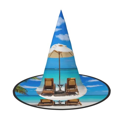 Jbyjbx Weißer Strand, tropisches Meer, Druck, Karneval, Halloween, Hexenhut, Motto-Partys, Hut, Cosplay, Maskerade, Urlaubsdekoration Jbyjbx Weißer Strand, tropisches Meer, Druck, Karneval, Halloween, Hexenhut, Motto-Partys, Hut, Cosplay, Maskerade, Urlaubsdekoration von JBYJBX