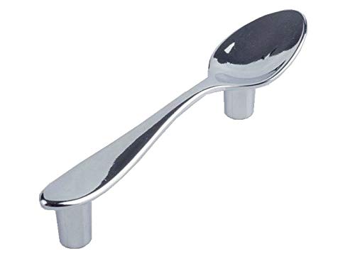 7,6 cm CC Gabel Löffel Messer Küche Schubladengriff Schrankgriff Nickel gebürstet Schwarz Grau Grau Poliertes Chrom Silber zieht Küchentürgriffe Hardware ( Color : Polished Chrome , Size : Spoon ) von JCAKES