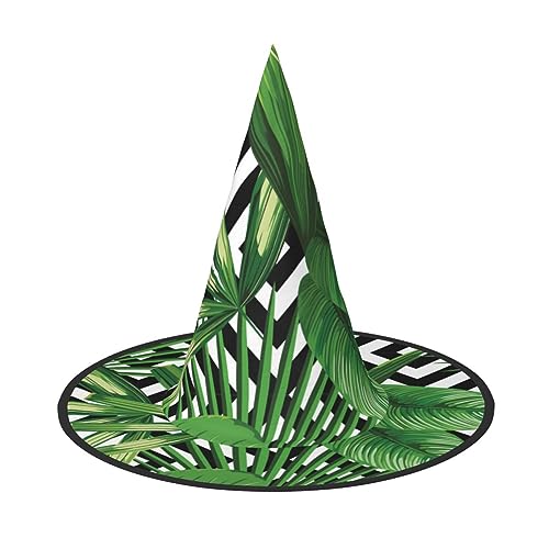 JCAKES Grüne Blätter der Palme, tropischer Pflanzendruck, Halloween, spitzer Hut, Halloween-Hut von JCAKES