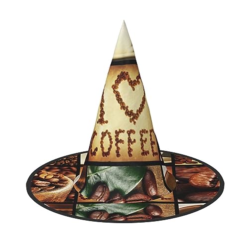 JCAKES Halloween-Hut mit Kaffee-Collagen-Druck, spitzer Hut, Halloween-Hut von JCAKES