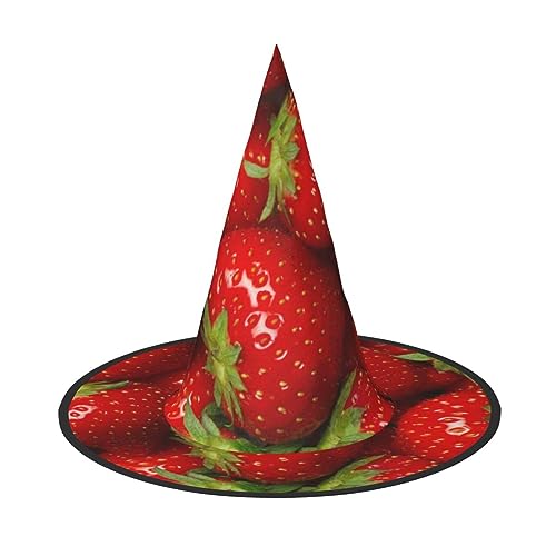 JCAKES Roter Erdbeer-Frucht-Druck, Halloween-Spitz Hut, Halloween-Hut von JCAKES