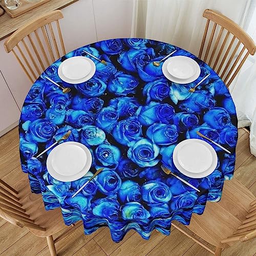 JCAKES Runde Tischdecke, blaue Rose, 150 cm, runde Tischdecke, abwischbar, für Küche, Outdoor, Party von JCAKES
